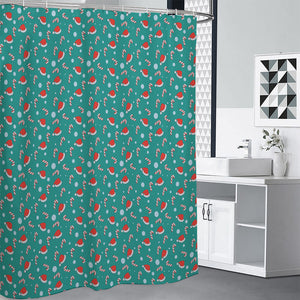 Candy And Santa Claus Hat Pattern Print Shower Curtain