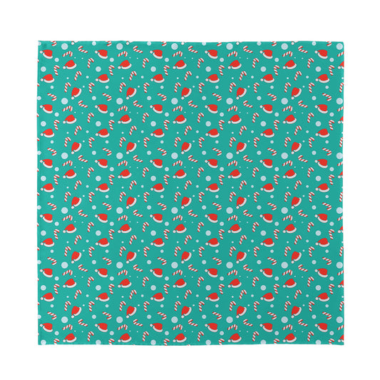 Candy And Santa Claus Hat Pattern Print Silk Bandana