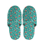 Candy And Santa Claus Hat Pattern Print Slippers