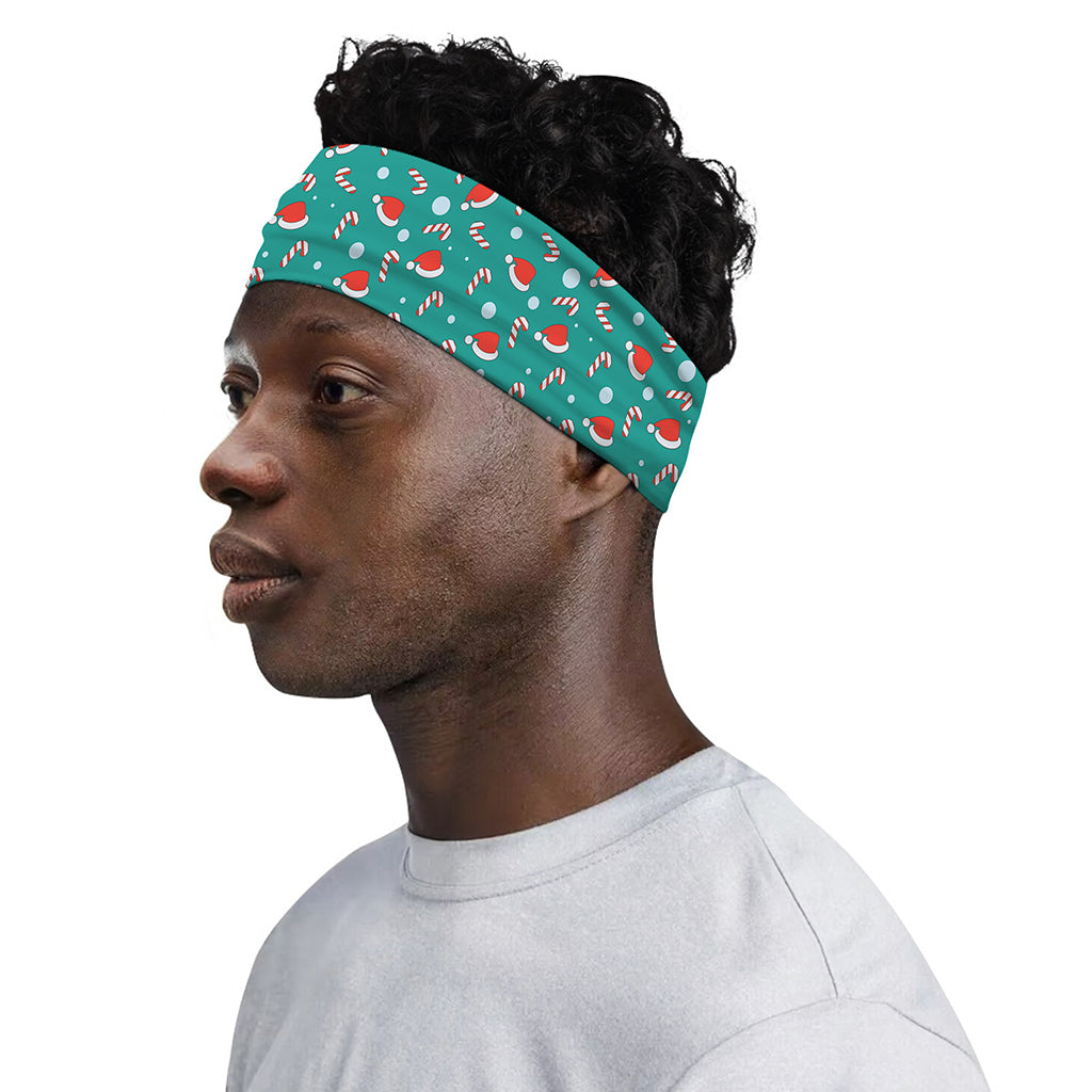 Candy And Santa Claus Hat Pattern Print Sports Headband