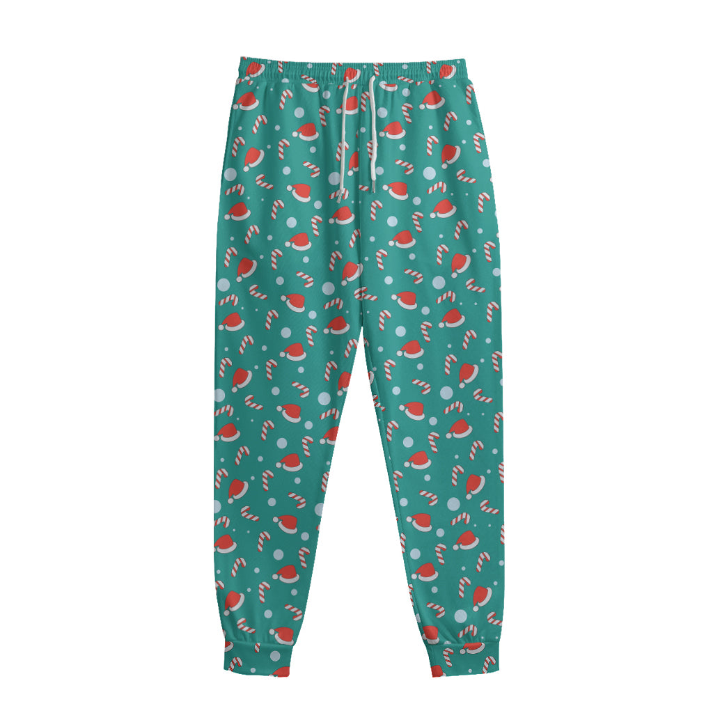 Candy And Santa Claus Hat Pattern Print Sweatpants