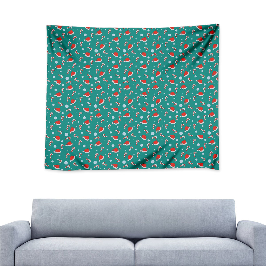 Candy And Santa Claus Hat Pattern Print Tapestry