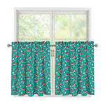 Candy And Santa Claus Hat Pattern Print Tier Curtains