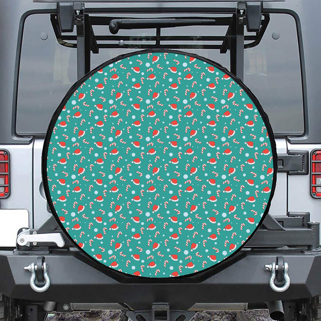Candy And Santa Claus Hat Pattern Print Tire Cover