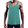 Candy And Santa Claus Hat Pattern Print Men's Workout Tank Top
