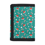 Candy And Santa Claus Hat Pattern Print Trifold Wallet
