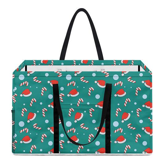 Candy And Santa Claus Hat Pattern Print Utility Tote Bag