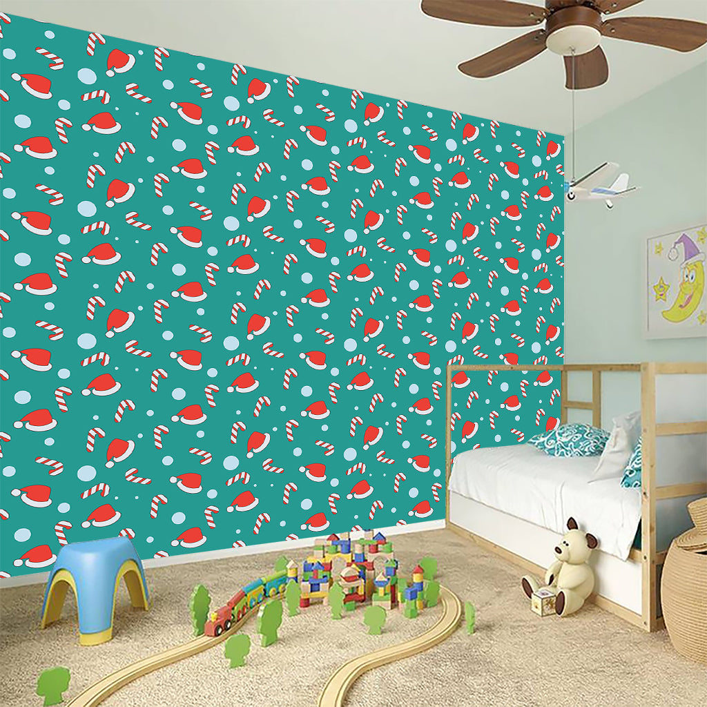 Candy And Santa Claus Hat Pattern Print Wall Sticker