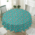 Candy And Santa Claus Hat Pattern Print Waterproof Round Tablecloth