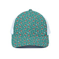 Candy And Santa Claus Hat Pattern Print White Mesh Trucker Hat