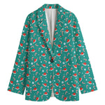 Candy And Santa Claus Hat Pattern Print Women's Blazer