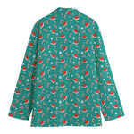 Candy And Santa Claus Hat Pattern Print Women's Blazer