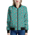 Candy And Santa Claus Hat Pattern Print Women's Bomber Jacket