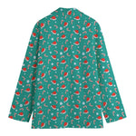 Candy And Santa Claus Hat Pattern Print Women's Cotton Blazer