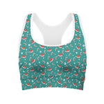 Candy And Santa Claus Hat Pattern Print Women's Sports Bra