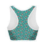 Candy And Santa Claus Hat Pattern Print Women's Sports Bra