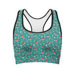 Candy And Santa Claus Hat Pattern Print Women's Sports Bra