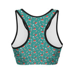Candy And Santa Claus Hat Pattern Print Women's Sports Bra