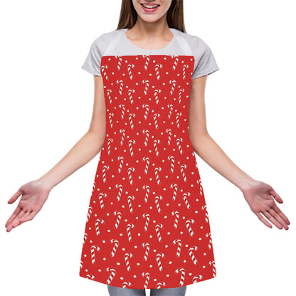 Candy Cane Polka Dot Pattern Print Adjustable Apron