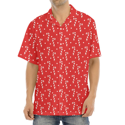 Candy Cane Polka Dot Pattern Print Aloha Shirt