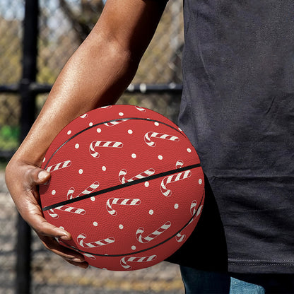 Candy Cane Polka Dot Pattern Print Basketball