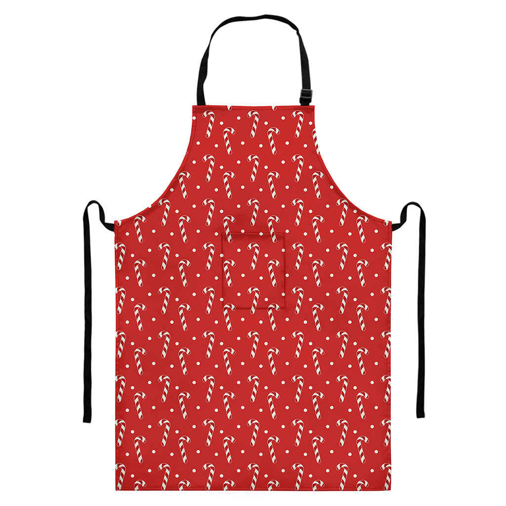Candy Cane Polka Dot Pattern Print Bib Apron With Pocket