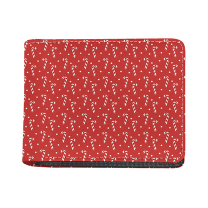 Candy Cane Polka Dot Pattern Print Bifold Wallet