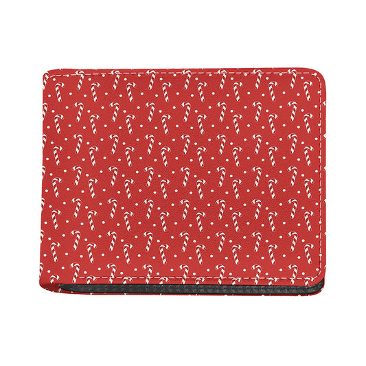 Candy Cane Polka Dot Pattern Print Bifold Wallet