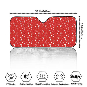 Candy Cane Polka Dot Pattern Print Car Windshield Sun Shade