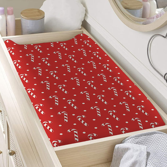 Candy Cane Polka Dot Pattern Print Changing Pad Cover