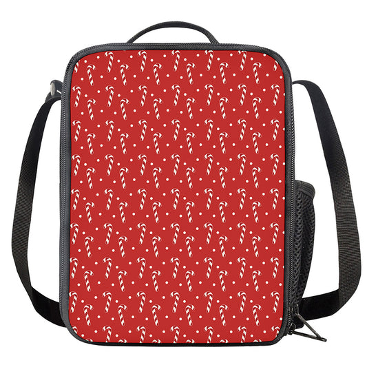 Candy Cane Polka Dot Pattern Print Crossbody Lunch Bag