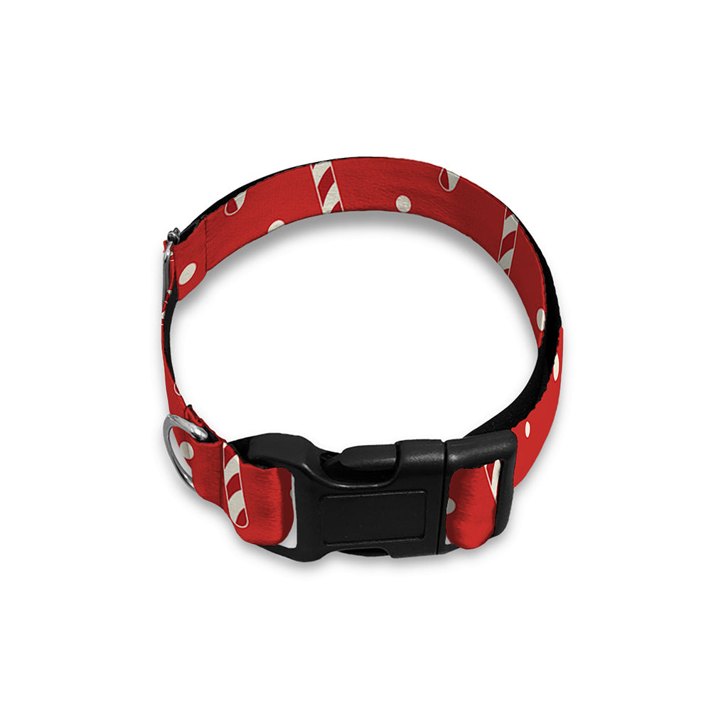 Candy Cane Polka Dot Pattern Print Dog Collar