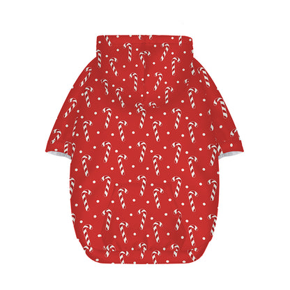 Candy Cane Polka Dot Pattern Print Dog Zip Up Hoodie