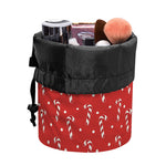 Candy Cane Polka Dot Pattern Print Drawstring Makeup Bag