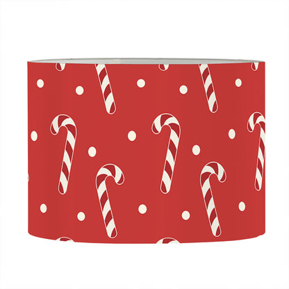 Candy Cane Polka Dot Pattern Print Drum Lamp Shade