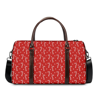 Candy Cane Polka Dot Pattern Print Duffle Bag