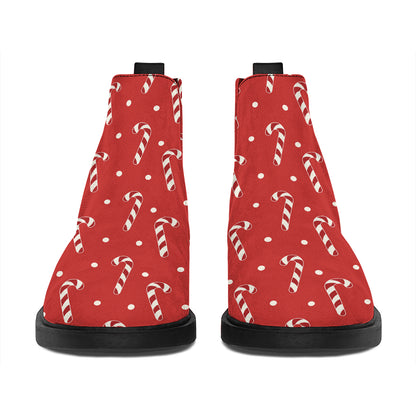 Candy Cane Polka Dot Pattern Print Flat Ankle Boots