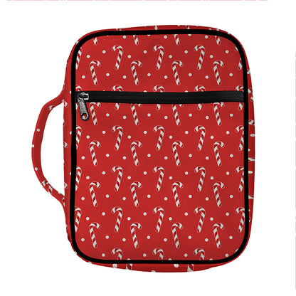 Candy Cane Polka Dot Pattern Print Front Pocket Bible Bag