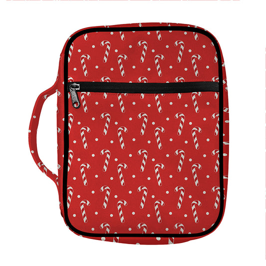 Candy Cane Polka Dot Pattern Print Front Pocket Bible Bag