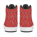 Candy Cane Polka Dot Pattern Print High Top Leather Sneakers