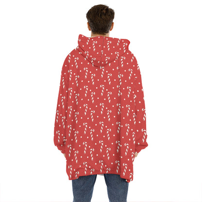 Candy Cane Polka Dot Pattern Print Hoodie Blanket