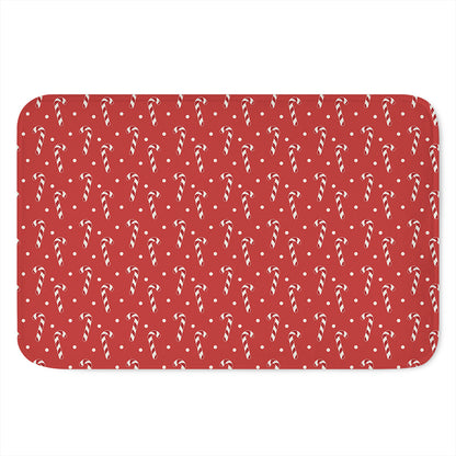 Candy Cane Polka Dot Pattern Print Indoor Door Mat