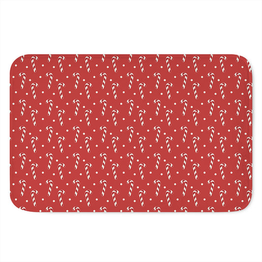 Candy Cane Polka Dot Pattern Print Indoor Door Mat