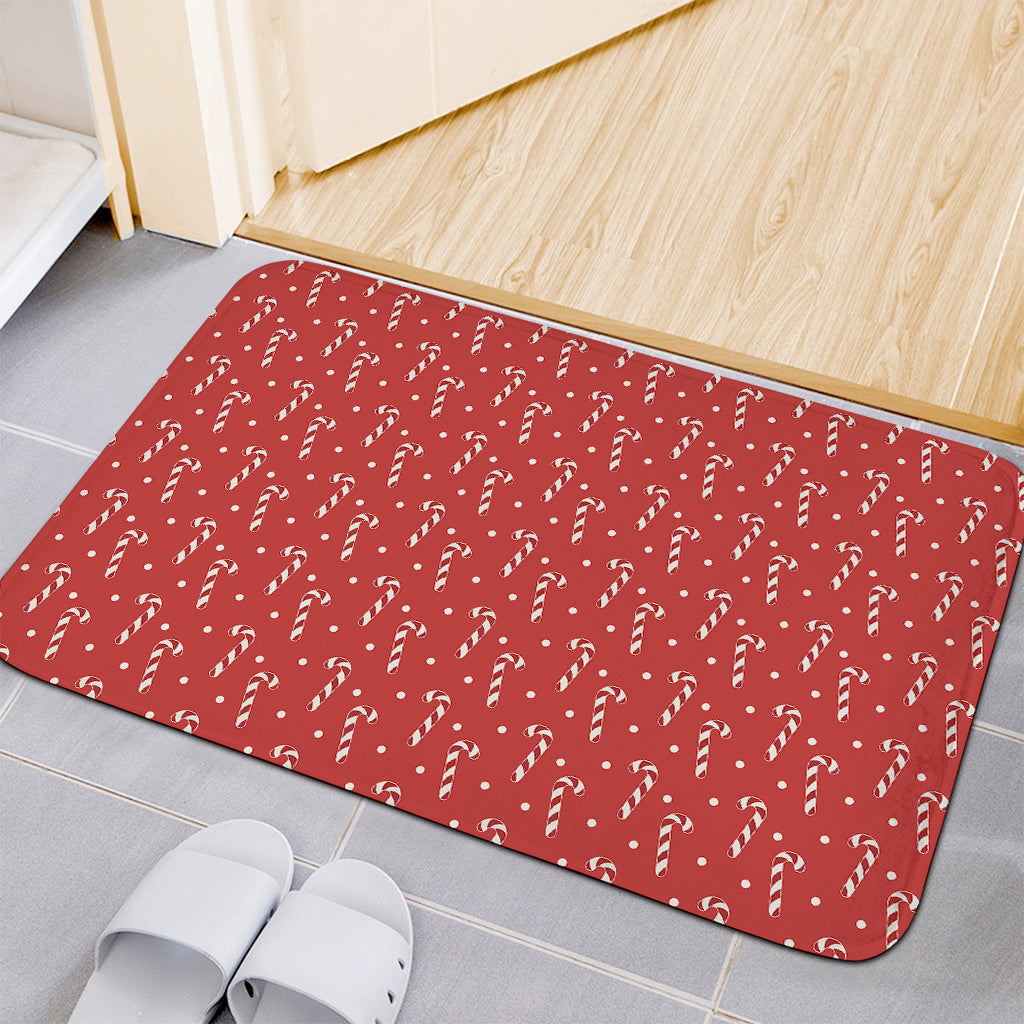 Candy Cane Polka Dot Pattern Print Indoor Door Mat