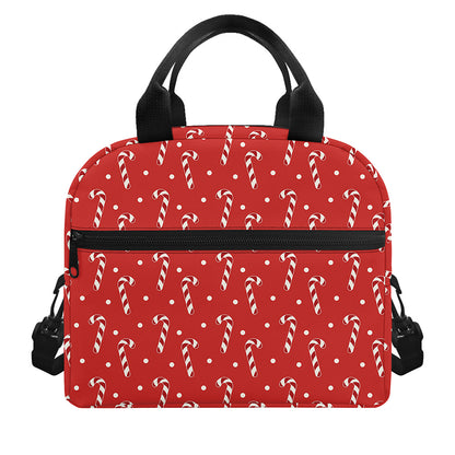 Candy Cane Polka Dot Pattern Print Insulated Lunch Bag