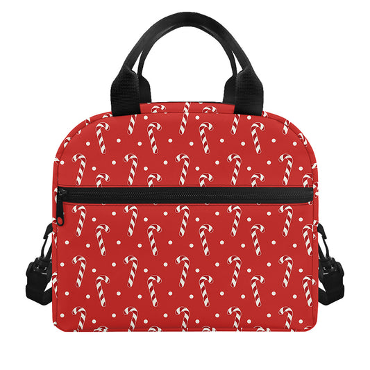 Candy Cane Polka Dot Pattern Print Insulated Lunch Bag