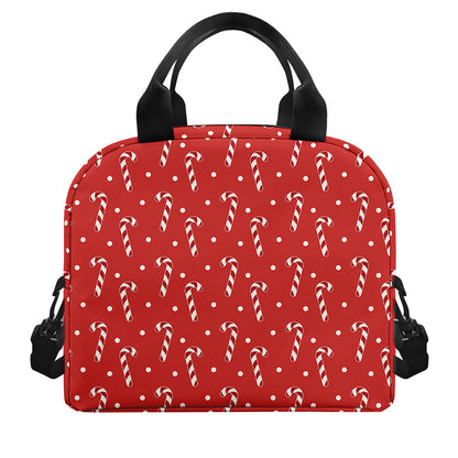 Candy Cane Polka Dot Pattern Print Insulated Lunch Bag