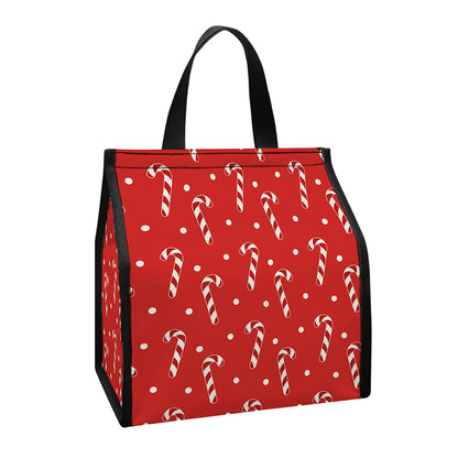Candy Cane Polka Dot Pattern Print Insulated Lunch Tote