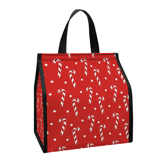 Candy Cane Polka Dot Pattern Print Insulated Lunch Tote
