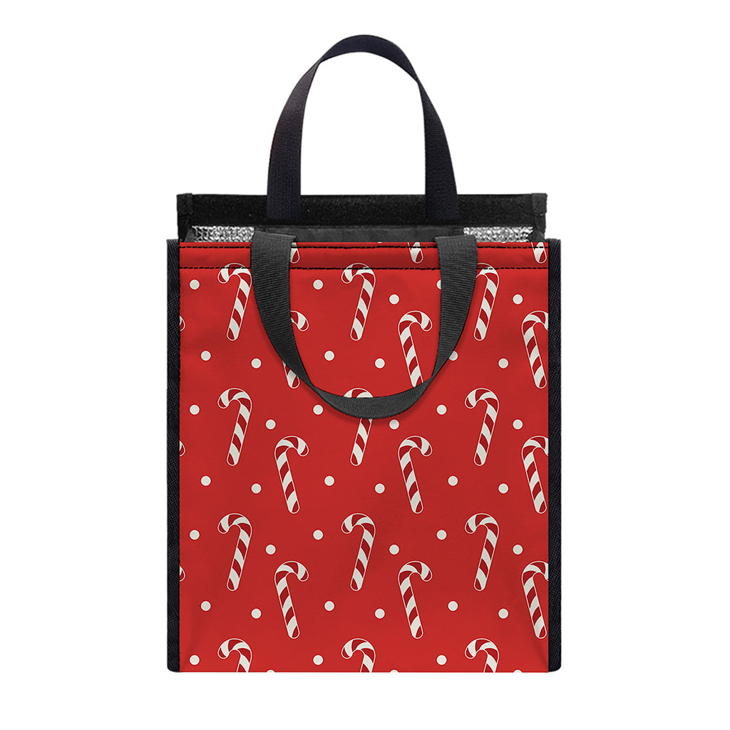Candy Cane Polka Dot Pattern Print Insulated Lunch Tote
